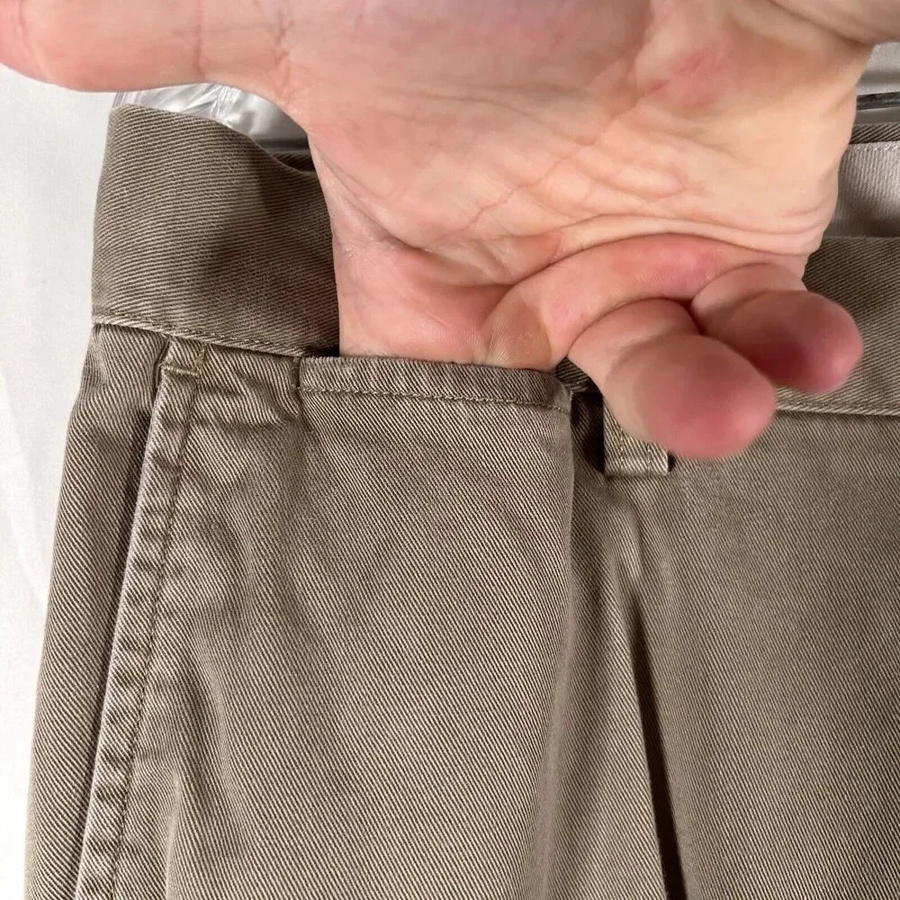 Polo Ralph Lauren Khaki Pants Men 34x32 Beige Classic Fit Button Zip 100% Cotton